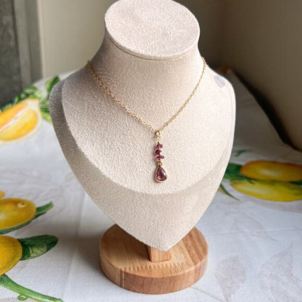 Garnet Pearl January Birthstone Boho Bohemian Minimalist Earthy Casual Necklace